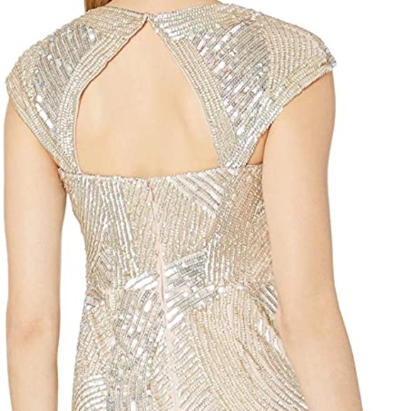 NEW Adrianna Papell‎ Embellished Cap-Sleeve Envelope Gown in Shell [ PETITE 8P ] - Picture 3 of 7